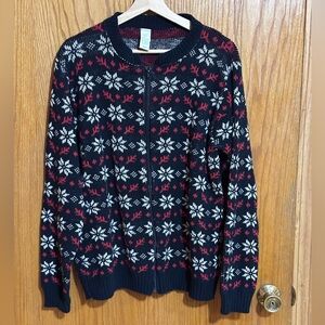 Green 3 women’s full zip snowflake sweater‎ large made in USA